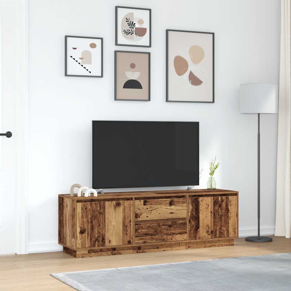 Dulap TV cu lumini LED Lemn vechi 160,5x41x50 cm GartenMobel Dekor