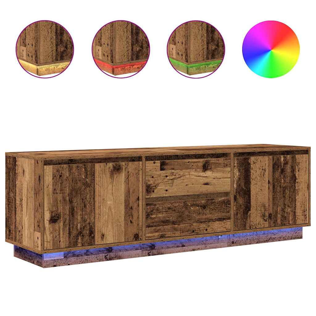 Dulap TV cu lumini LED Lemn vechi 160,5x41x50 cm GartenMobel Dekor