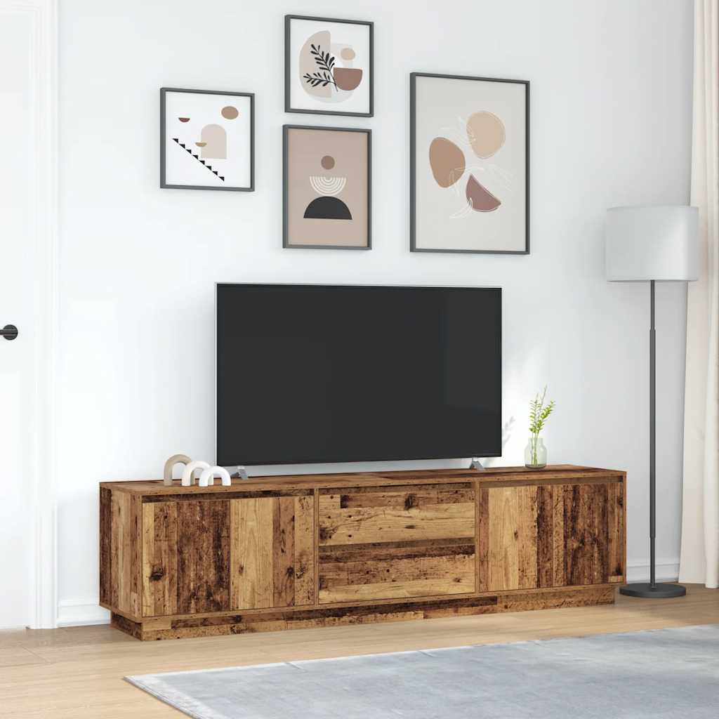 Dulap TV cu lumini LED Lemn vechi 193,5x41x50 cm GartenMobel Dekor