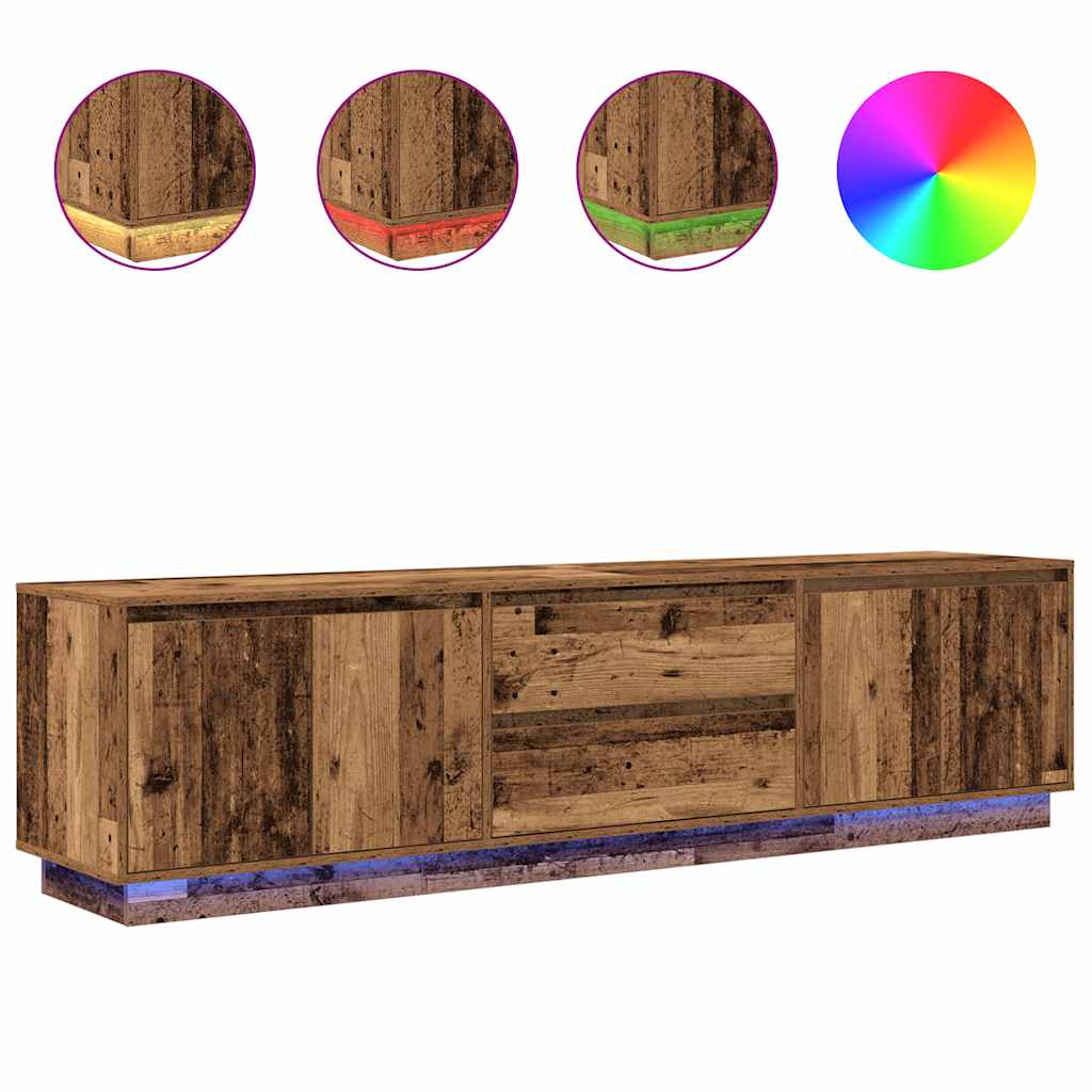Dulap TV cu lumini LED Lemn vechi 193,5x41x50 cm GartenMobel Dekor