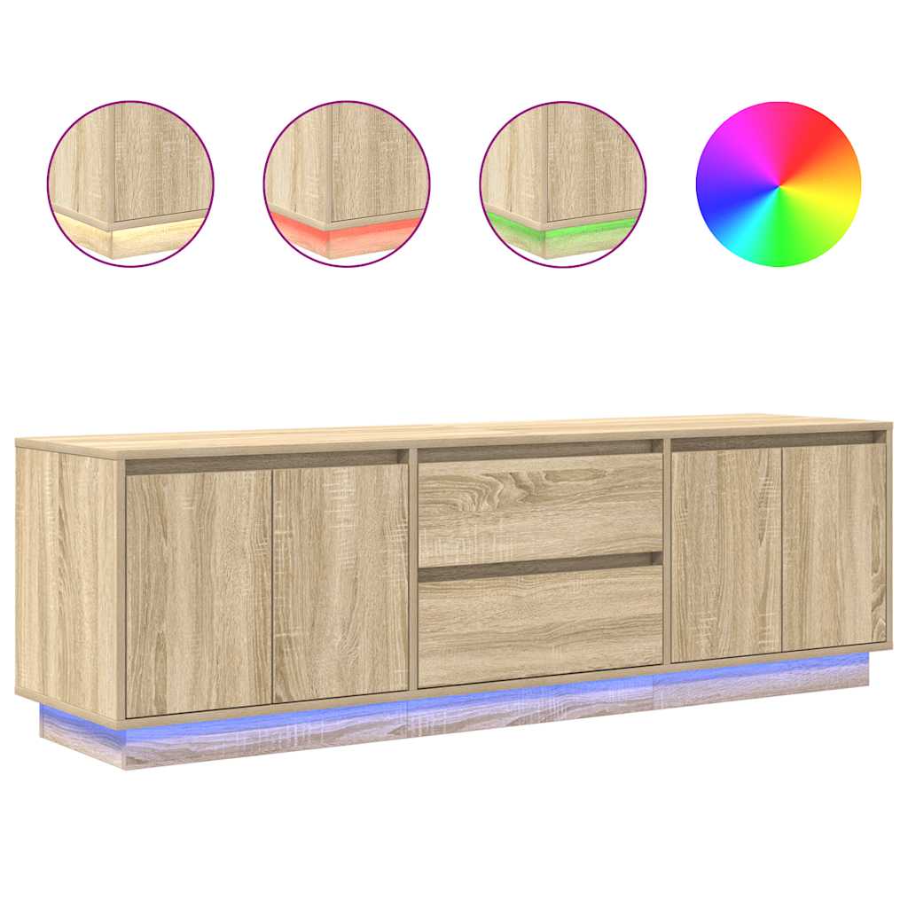 Dulap TV cu lumini LED Stejar Sonoma 160,5x41x50 cm GartenMobel Dekor