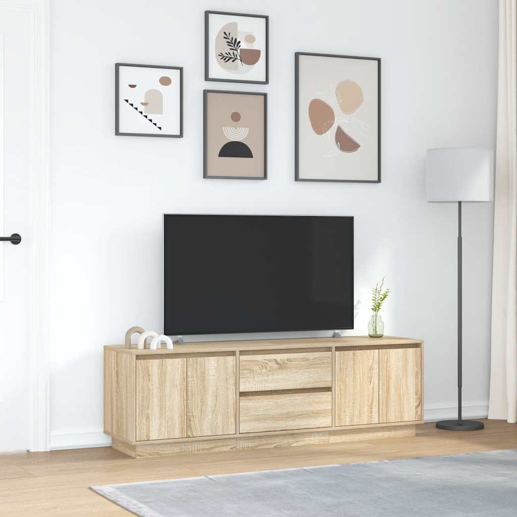Dulap TV cu lumini LED Stejar Sonoma 160,5x41x50 cm GartenMobel Dekor