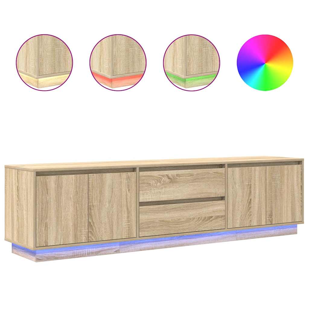 Dulap TV cu lumini LED Stejar Sonoma 193,5x41x50 cm GartenMobel Dekor
