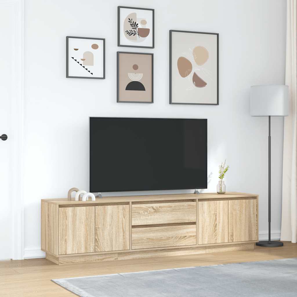 Dulap TV cu lumini LED Stejar Sonoma 193,5x41x50 cm GartenMobel Dekor