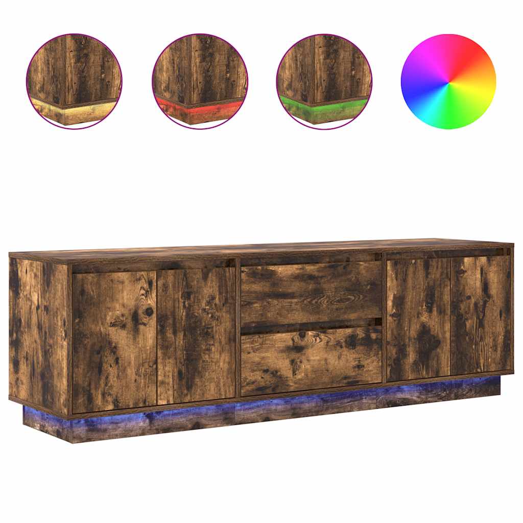 Dulap TV cu lumini LED Stejar afumat 160,5x41x50 cm GartenMobel Dekor