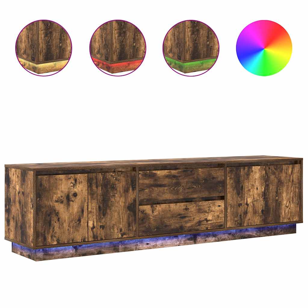 Dulap TV cu lumini LED Stejar afumat 193,5x41x50 cm GartenMobel Dekor
