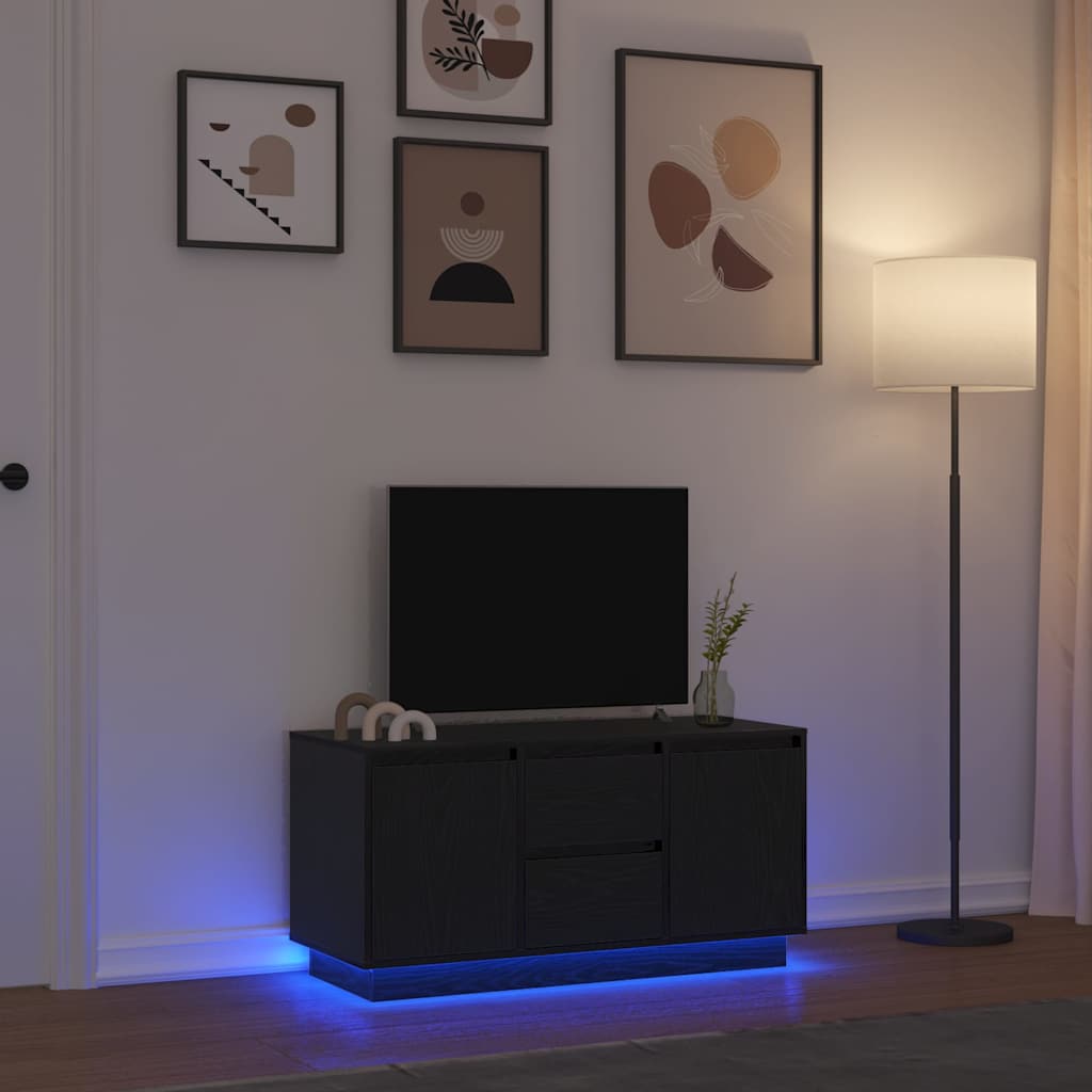 Dulap TV cu lumini LED Stejar negru 100x41x50 cm GartenMobel Dekor