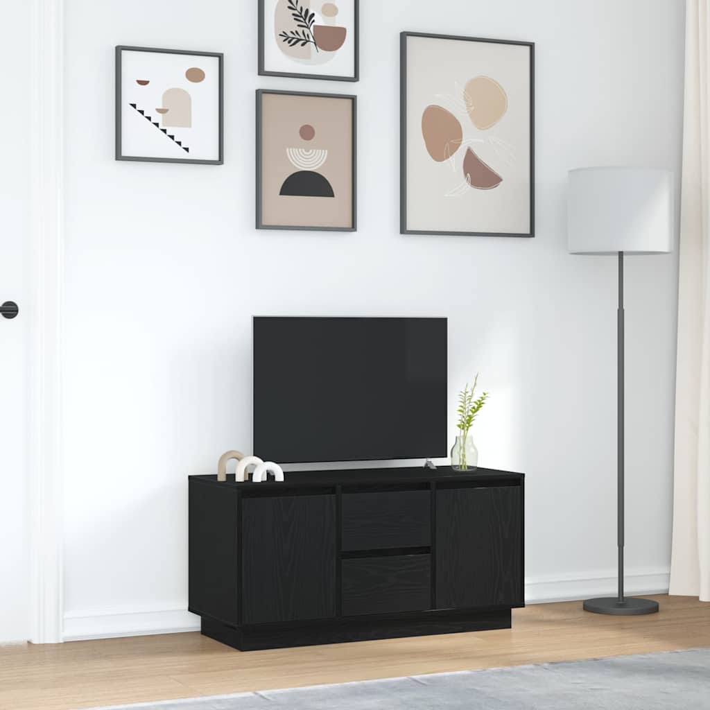 Dulap TV cu lumini LED Stejar negru 100x41x50 cm GartenMobel Dekor