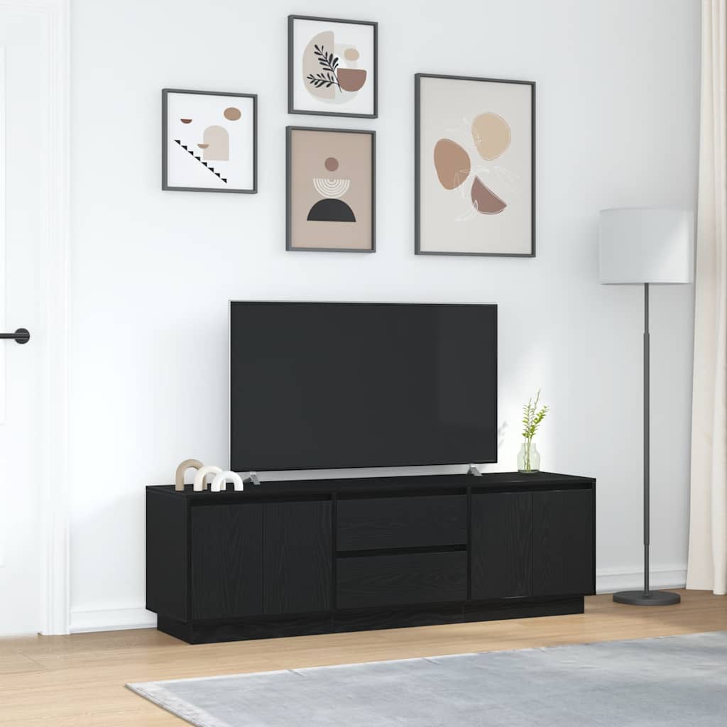 Dulap TV cu lumini LED Stejar negru 160,5x41x50 cm GartenMobel Dekor