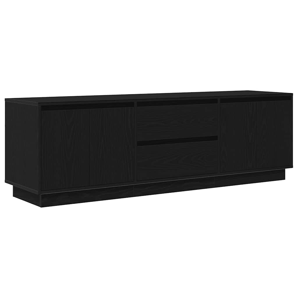 Dulap TV cu lumini LED Stejar negru 160,5x41x50 cm GartenMobel Dekor