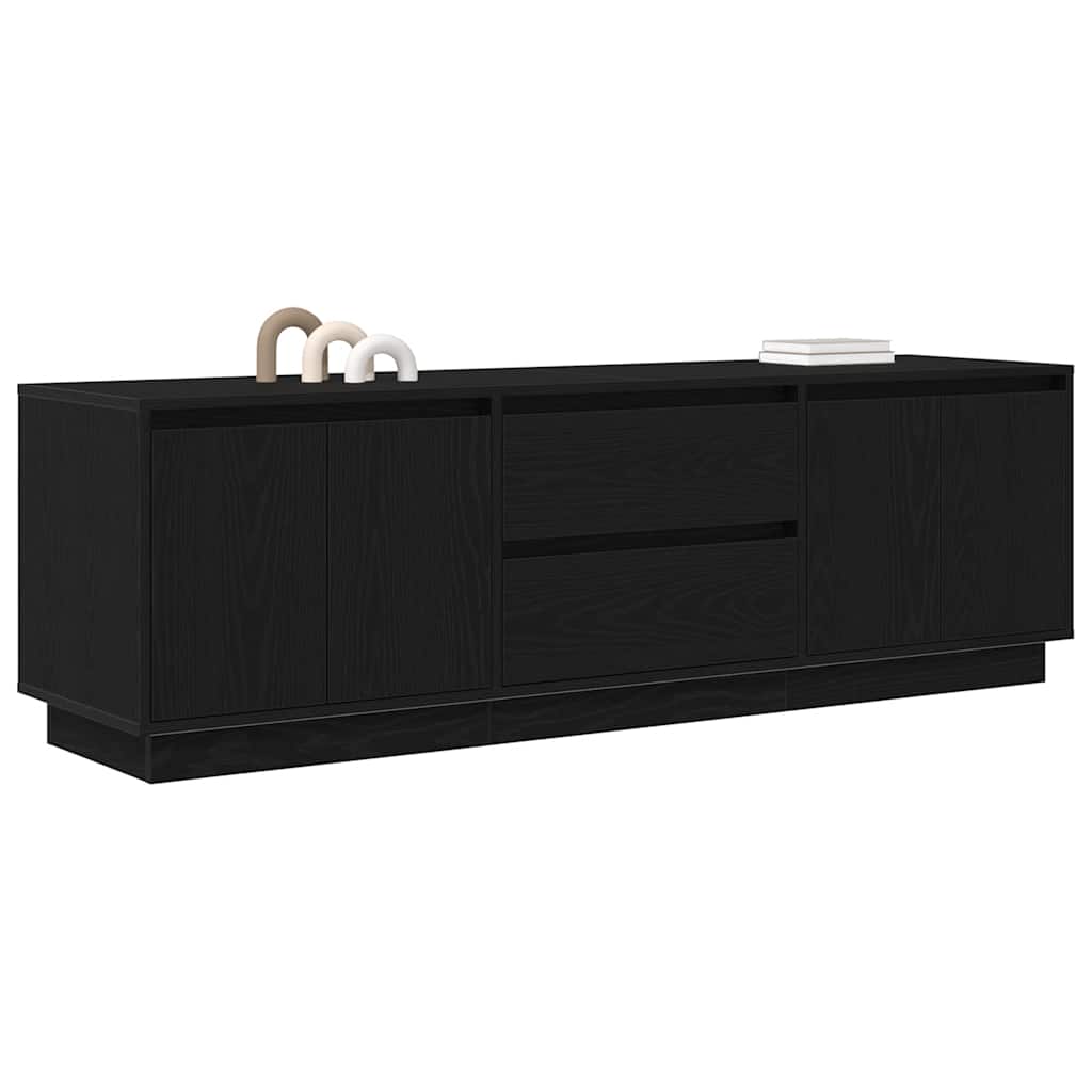 Dulap TV cu lumini LED Stejar negru 160,5x41x50 cm GartenMobel Dekor