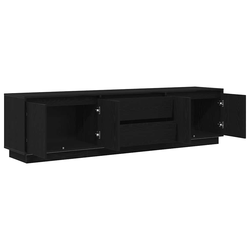 Dulap TV cu lumini LED Stejar negru 193,5x41x50 cm GartenMobel Dekor