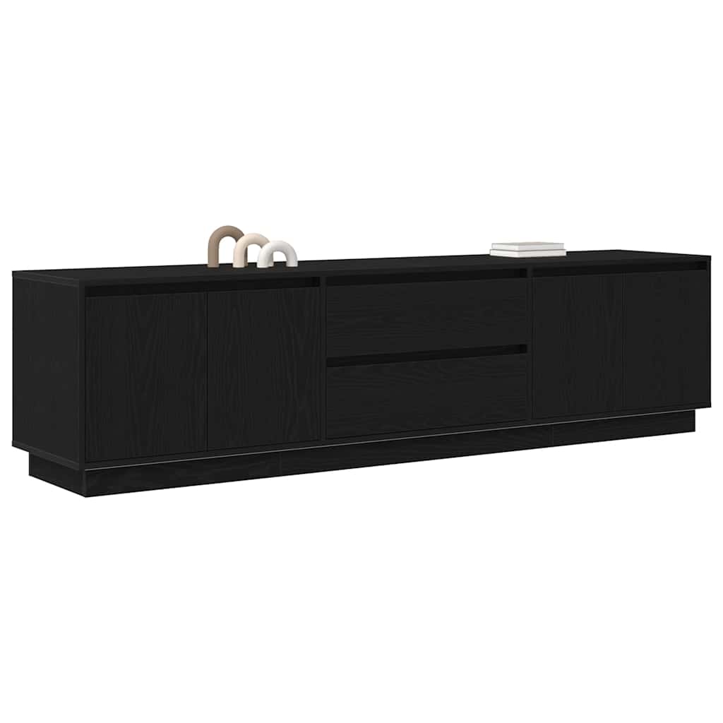 Dulap TV cu lumini LED Stejar negru 193,5x41x50 cm GartenMobel Dekor