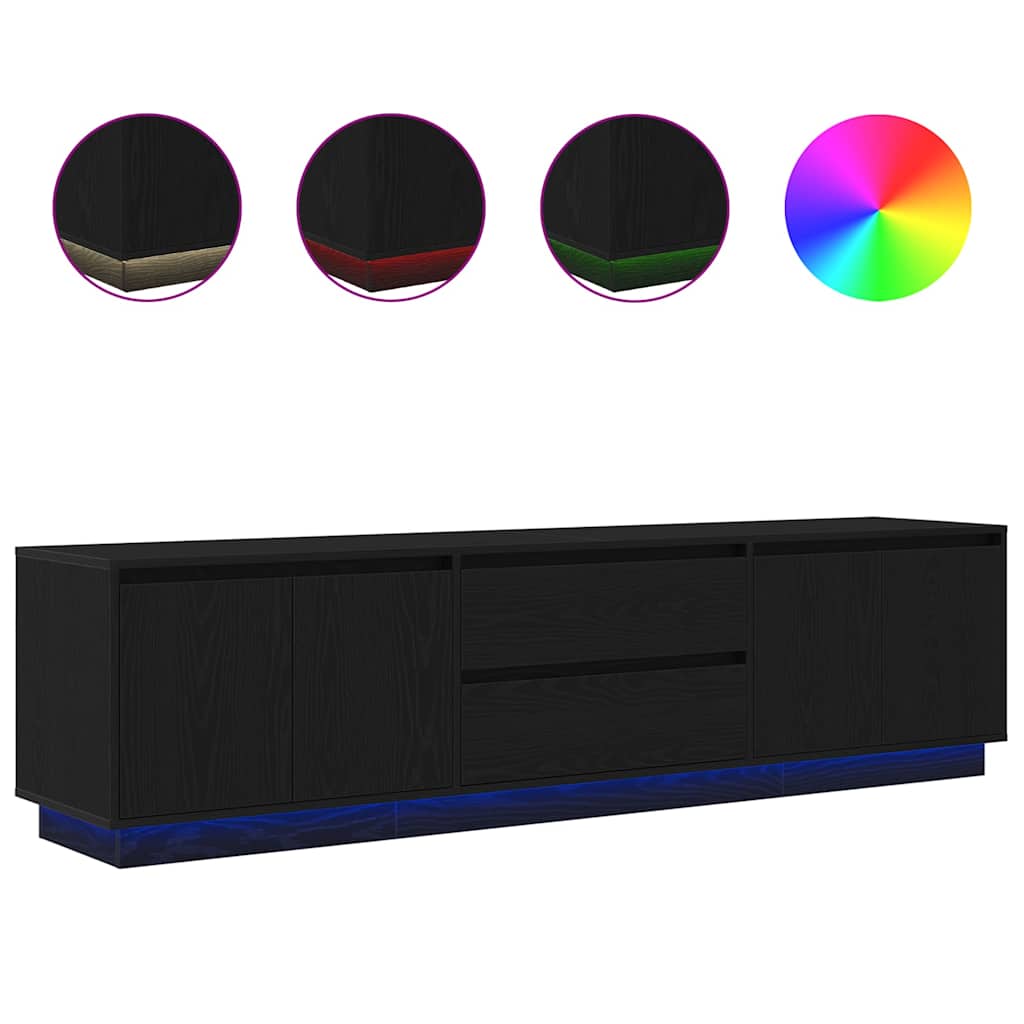 Dulap TV cu lumini LED Stejar negru 193,5x41x50 cm GartenMobel Dekor