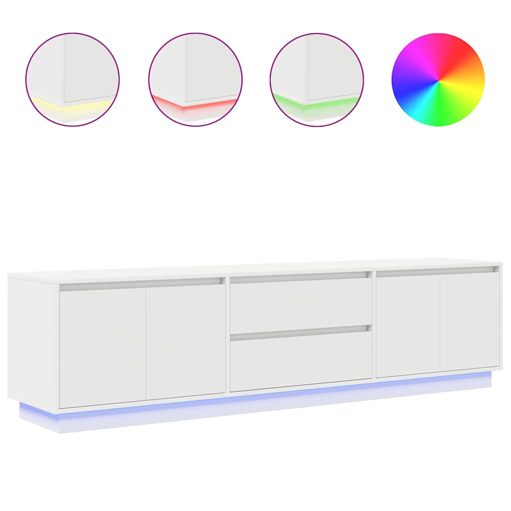 Dulap TV cu lumini LED alb 193,5x41x50 cm GartenMobel Dekor
