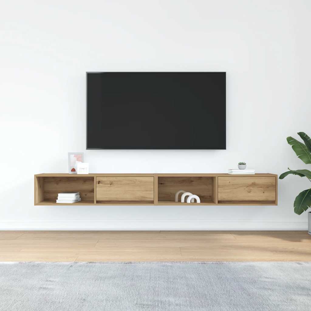 Dulapuri TV 2 buc Stejar Artisan 100x31x25,5 cm Lemn prelucrat GartenMobel Dekor
