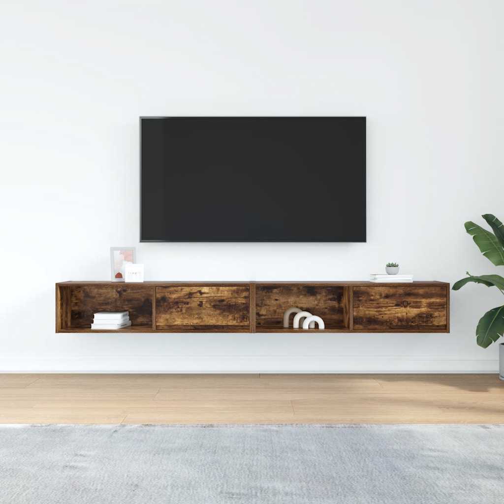 Dulapuri TV 2 buc Stejar afumat 100x31x25,5 cm Lemn prelucrat GartenMobel Dekor