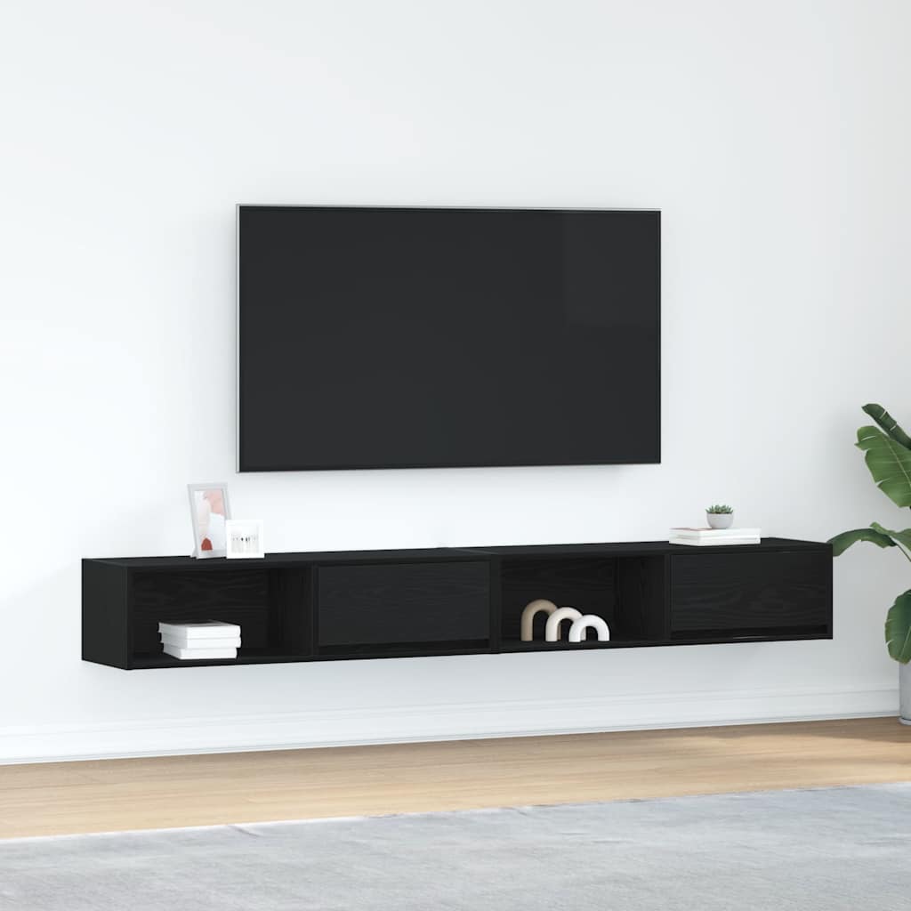 Dulapuri TV 2 buc Stejar negru 100x31x25,5 cm Lemn prelucrat GartenMobel Dekor