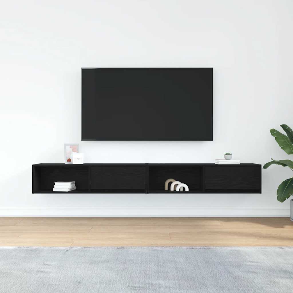 Dulapuri TV 2 buc Stejar negru 100x31x25,5 cm Lemn prelucrat GartenMobel Dekor