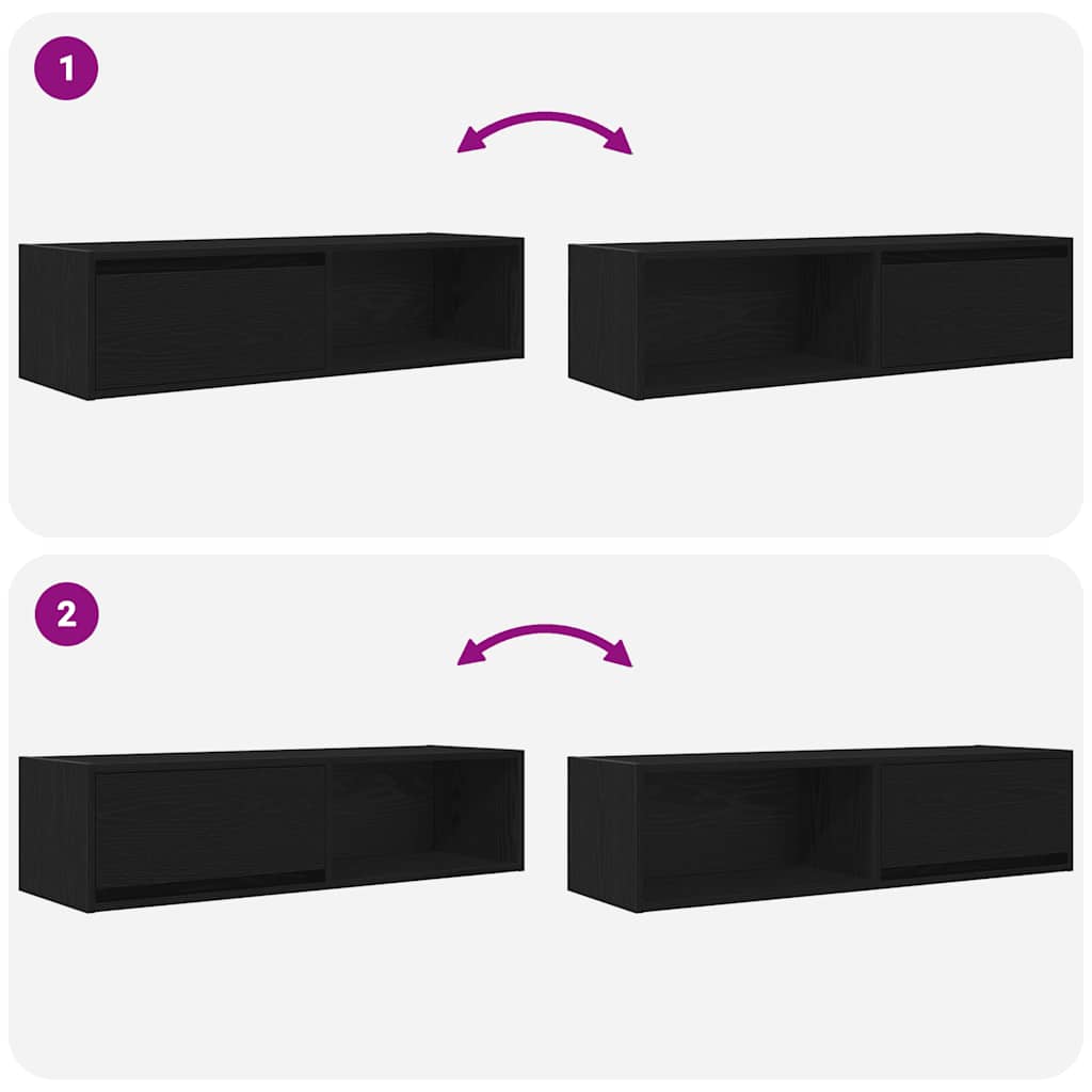 Dulapuri TV 2 buc Stejar negru 100x31x25,5 cm Lemn prelucrat GartenMobel Dekor