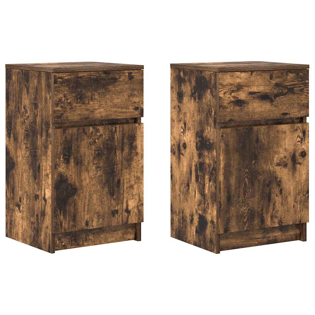 Noptiere, 2 buc., stejar afumat, 39x35x65 cm, lemn prelucrat GartenMobel Dekor