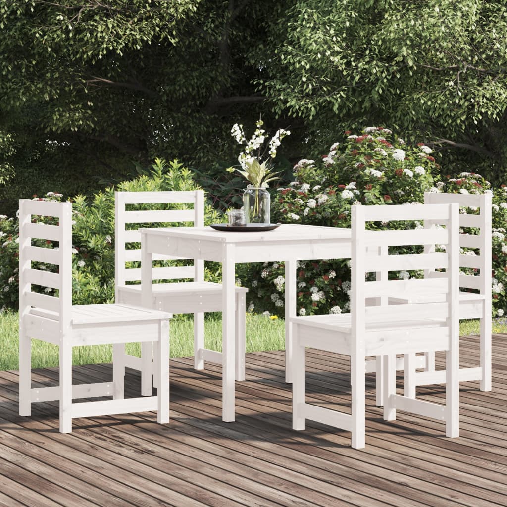 Set de dining pentru grădină, 5 piese, alb, lemn masiv de pin GartenMobel Dekor