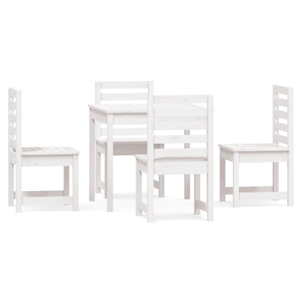 Set de dining pentru grădină, 5 piese, alb, lemn masiv de pin GartenMobel Dekor