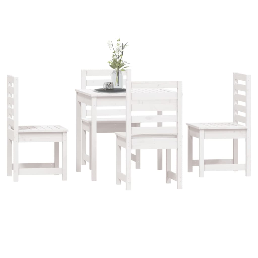 Set de dining pentru grădină, 5 piese, alb, lemn masiv de pin GartenMobel Dekor
