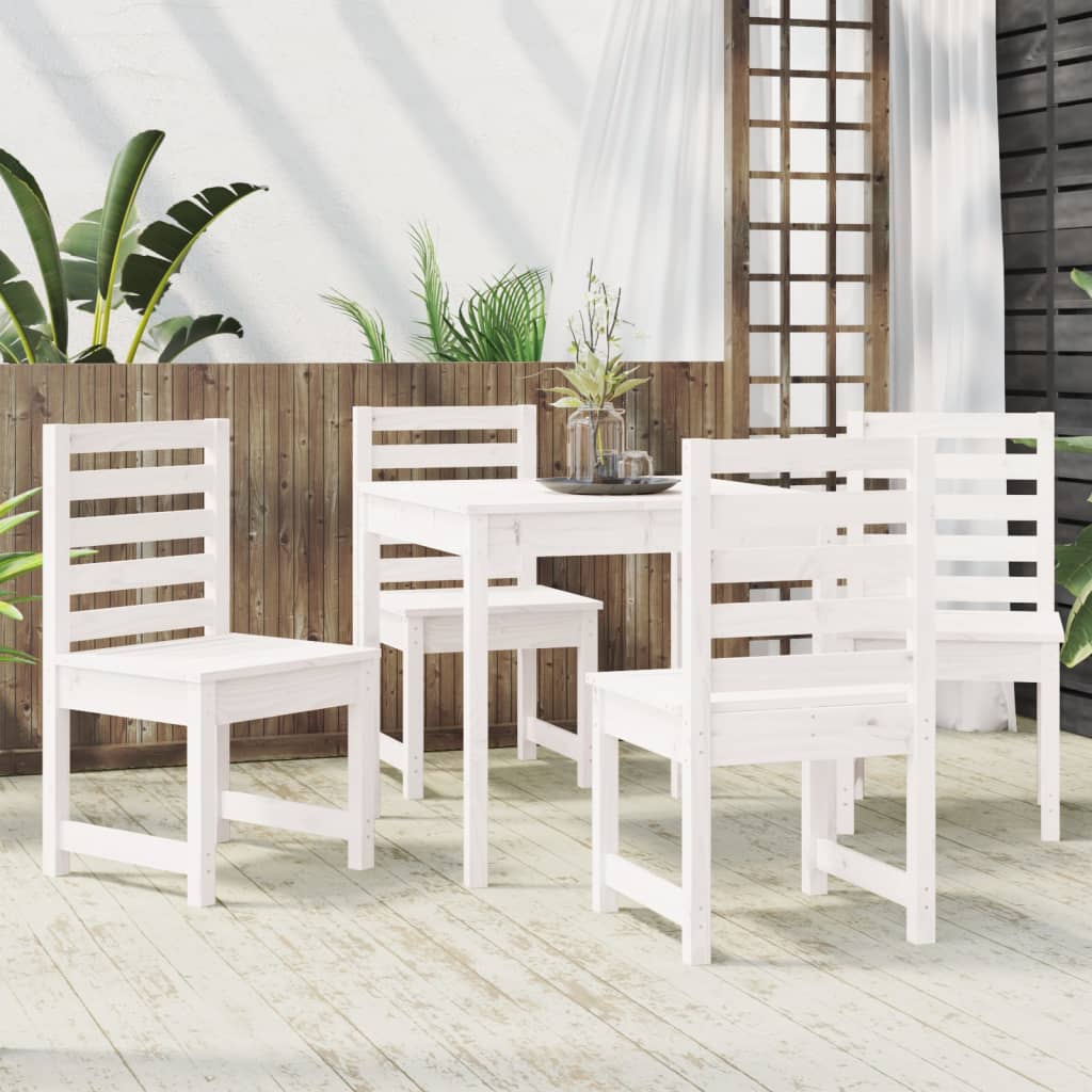 Set de dining pentru grădină, 5 piese, alb, lemn masiv de pin GartenMobel Dekor