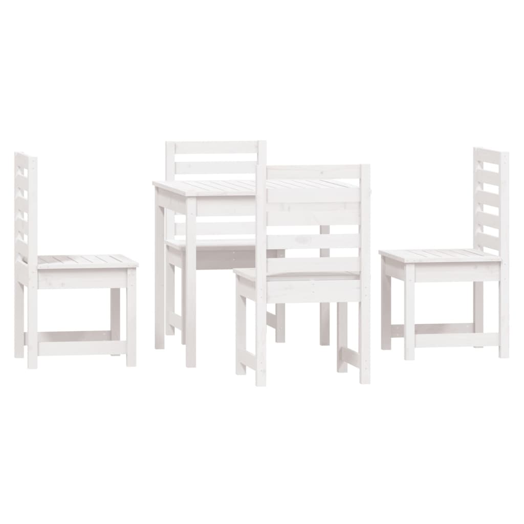 Set de dining pentru grădină, 5 piese, alb, lemn masiv de pin GartenMobel Dekor