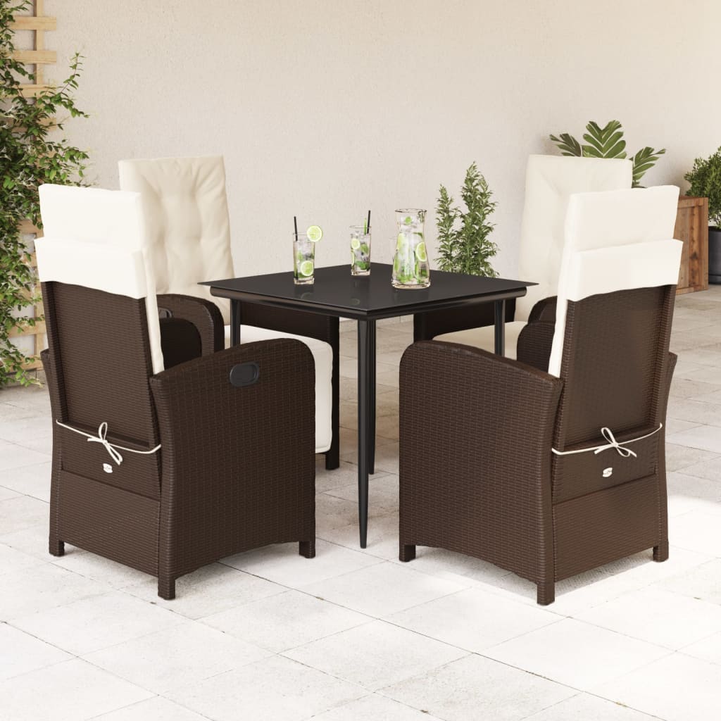 Set mobilier de grădină, 5 piese, cu perne, maro, poliratan GartenMobel Dekor