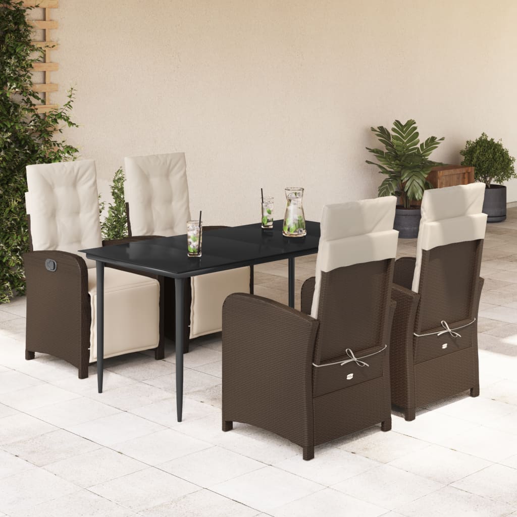 Set mobilier de grădină, 5 piese, cu perne, maro, poliratan GartenMobel Dekor