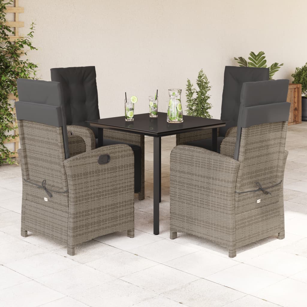Set mobilier de grădină cu perne, 5 piese, gri, poliratan GartenMobel Dekor