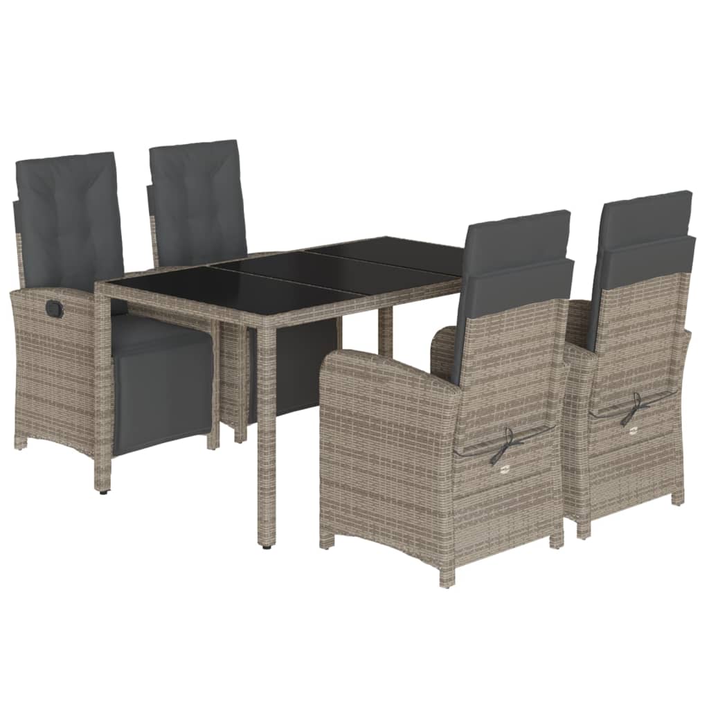 Set mobilier de grădină cu perne, 5 piese, gri, poliratan GartenMobel Dekor