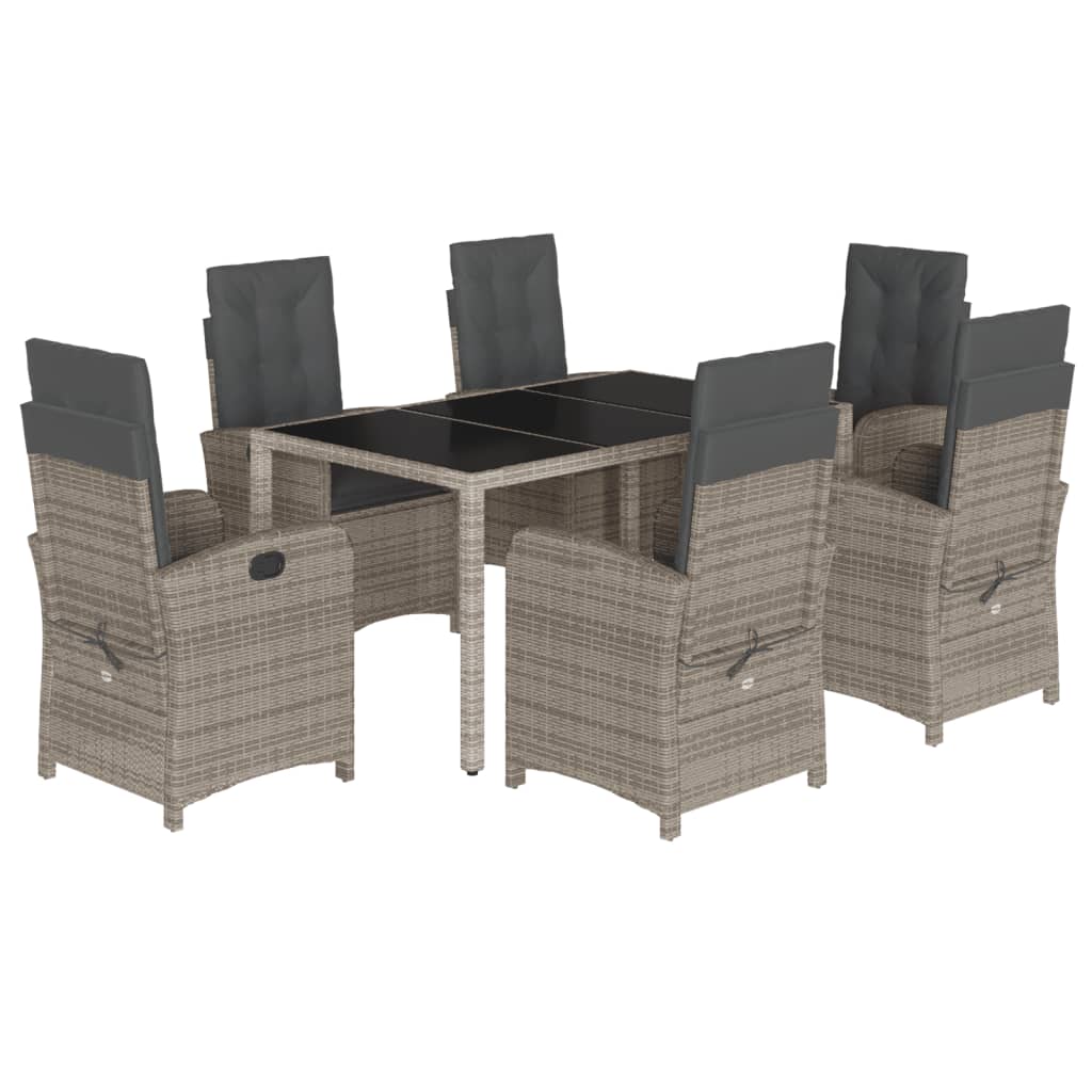 Set mobilier de grădină cu perne, 7 piese, gri, poliratan GartenMobel Dekor