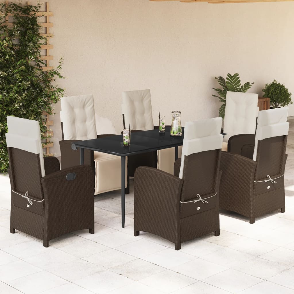 Set mobilier de grădină cu perne, 7 piese, maro, poliratan GartenMobel Dekor