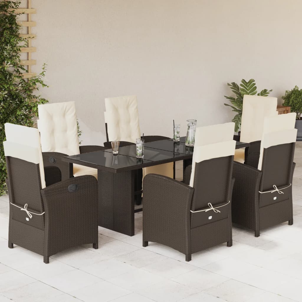 Set mobilier de grădină cu perne, 7 piese, maro, poliratan GartenMobel Dekor