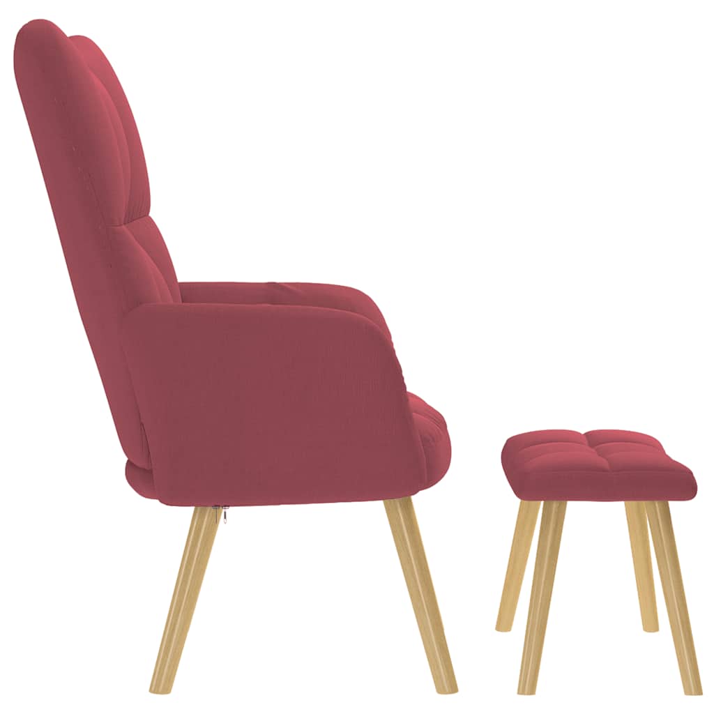 Scaun de relaxare cu taburet, roșu vin, textil GartenMobel Dekor