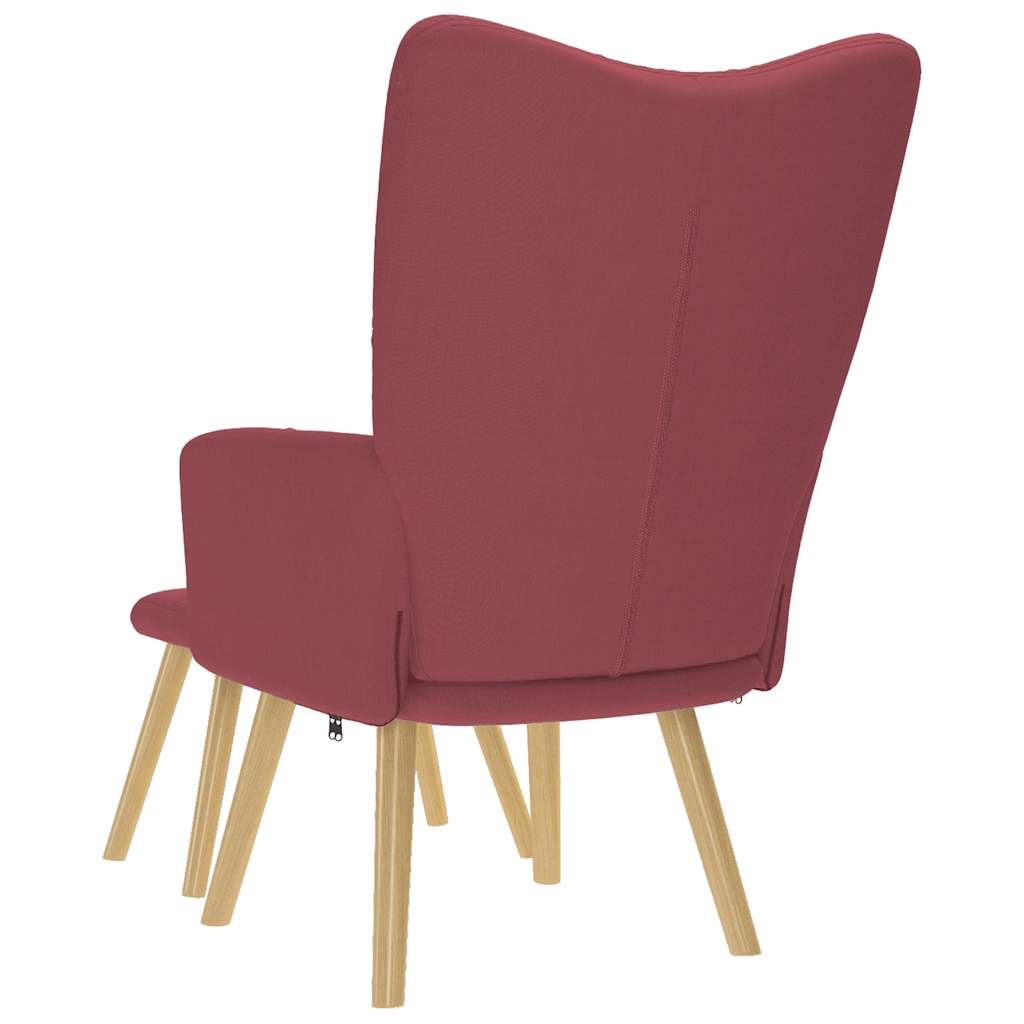 Scaun de relaxare cu taburet, roșu vin, textil GartenMobel Dekor