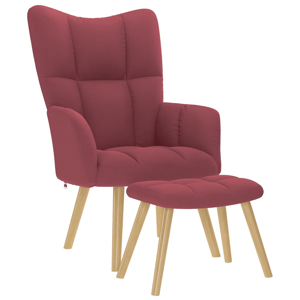 Scaun de relaxare cu taburet, roșu vin, textil GartenMobel Dekor