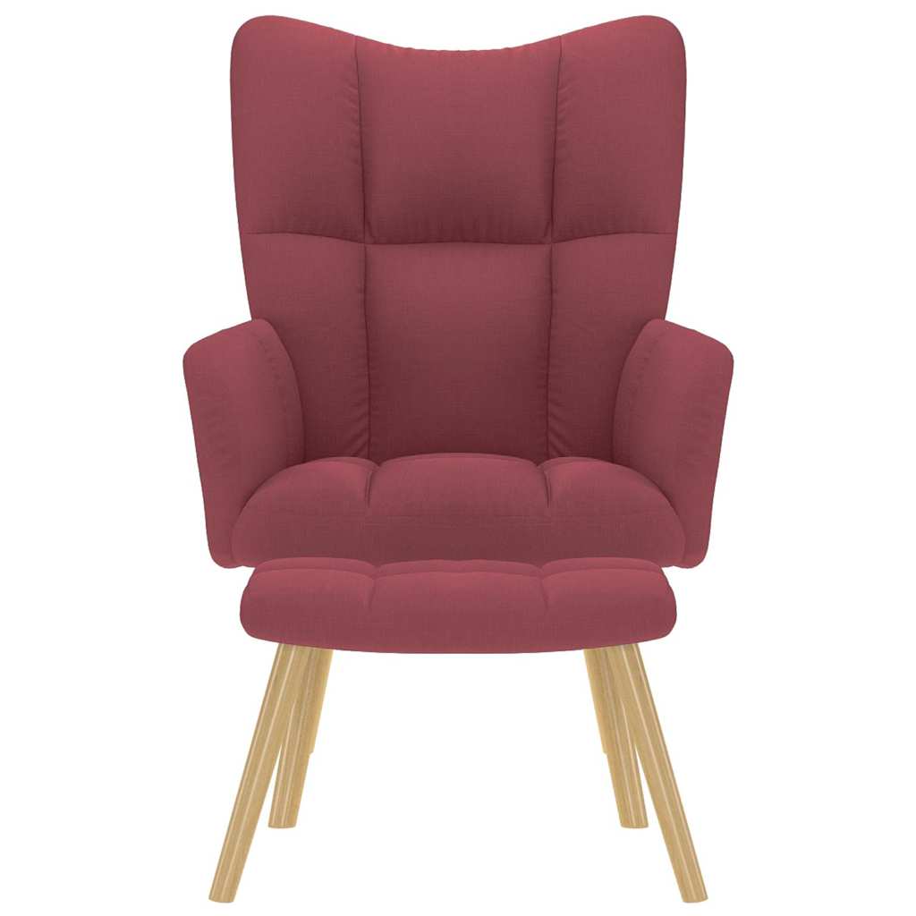 Scaun de relaxare cu taburet, roșu vin, textil GartenMobel Dekor