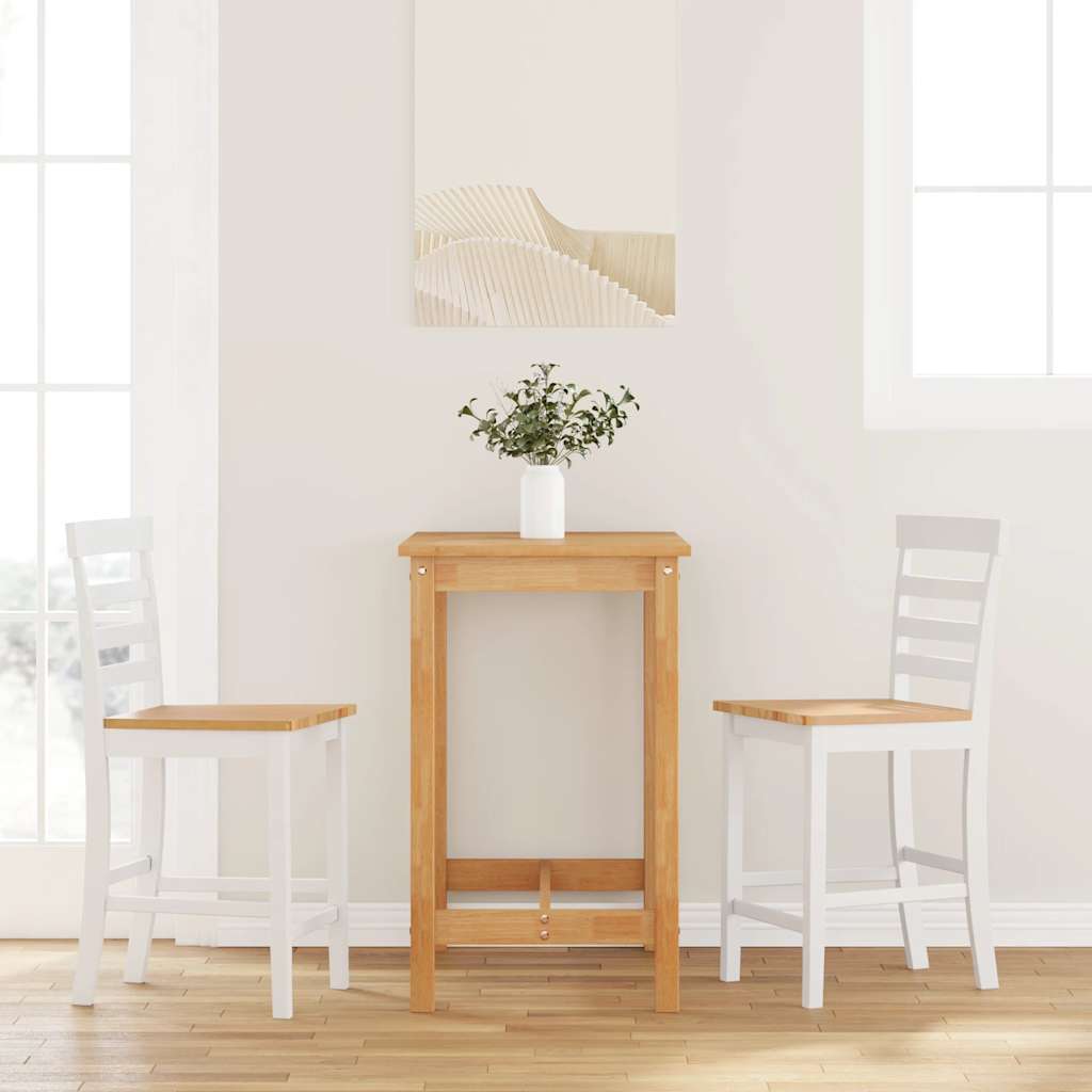 Scaune de bar 2 buc din cauciuc din lemn masiv alb GartenMobel Dekor