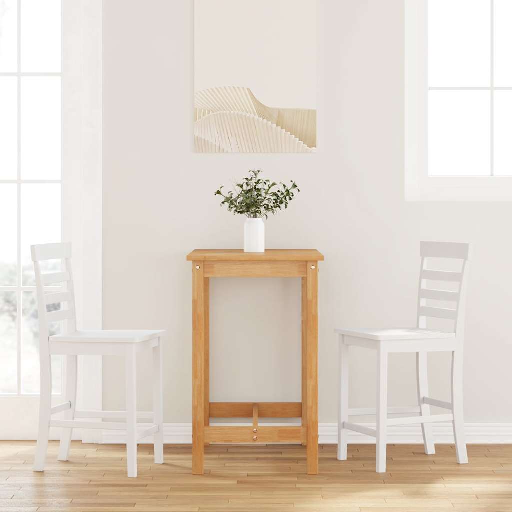 Scaune de bar 2 buc din cauciuc din lemn masiv alb GartenMobel Dekor