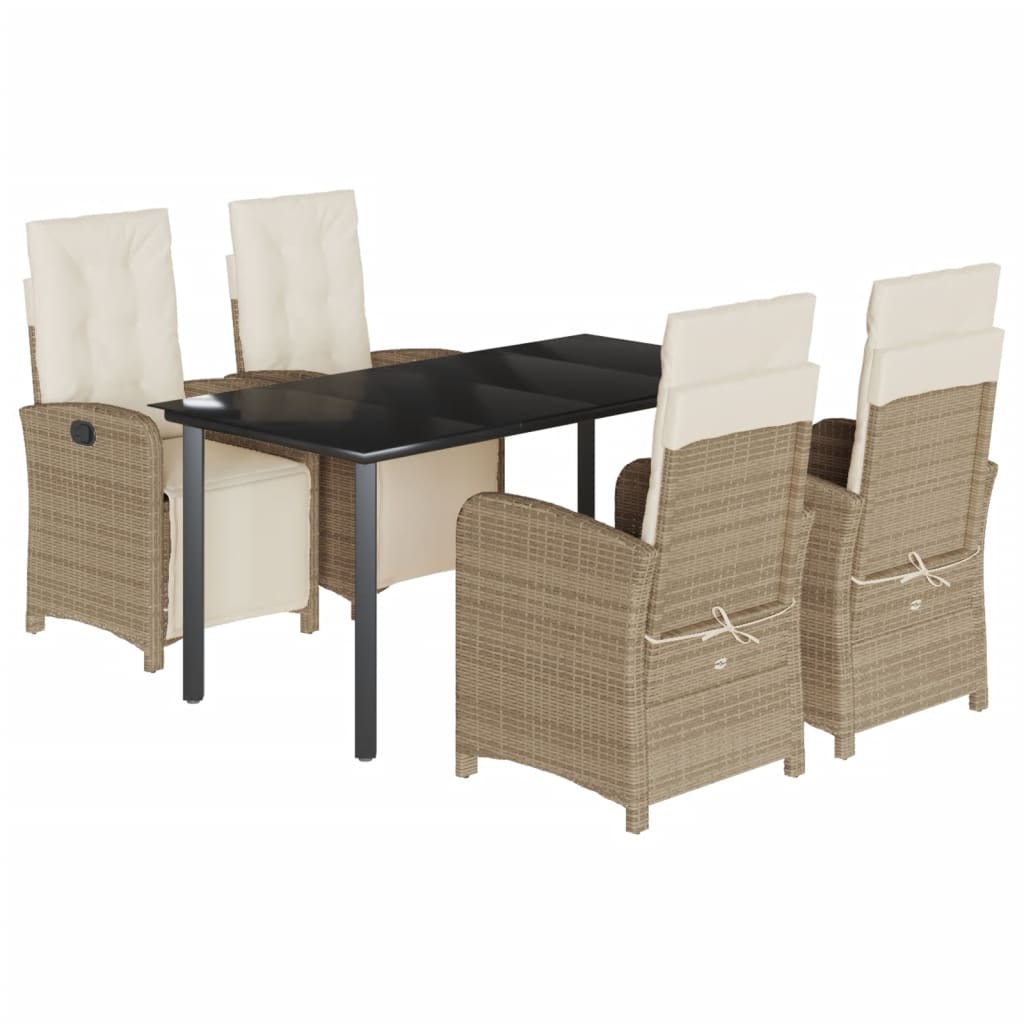 Set mobilier de grădină cu perne, 5 piese, bej, poliratan GartenMobel Dekor