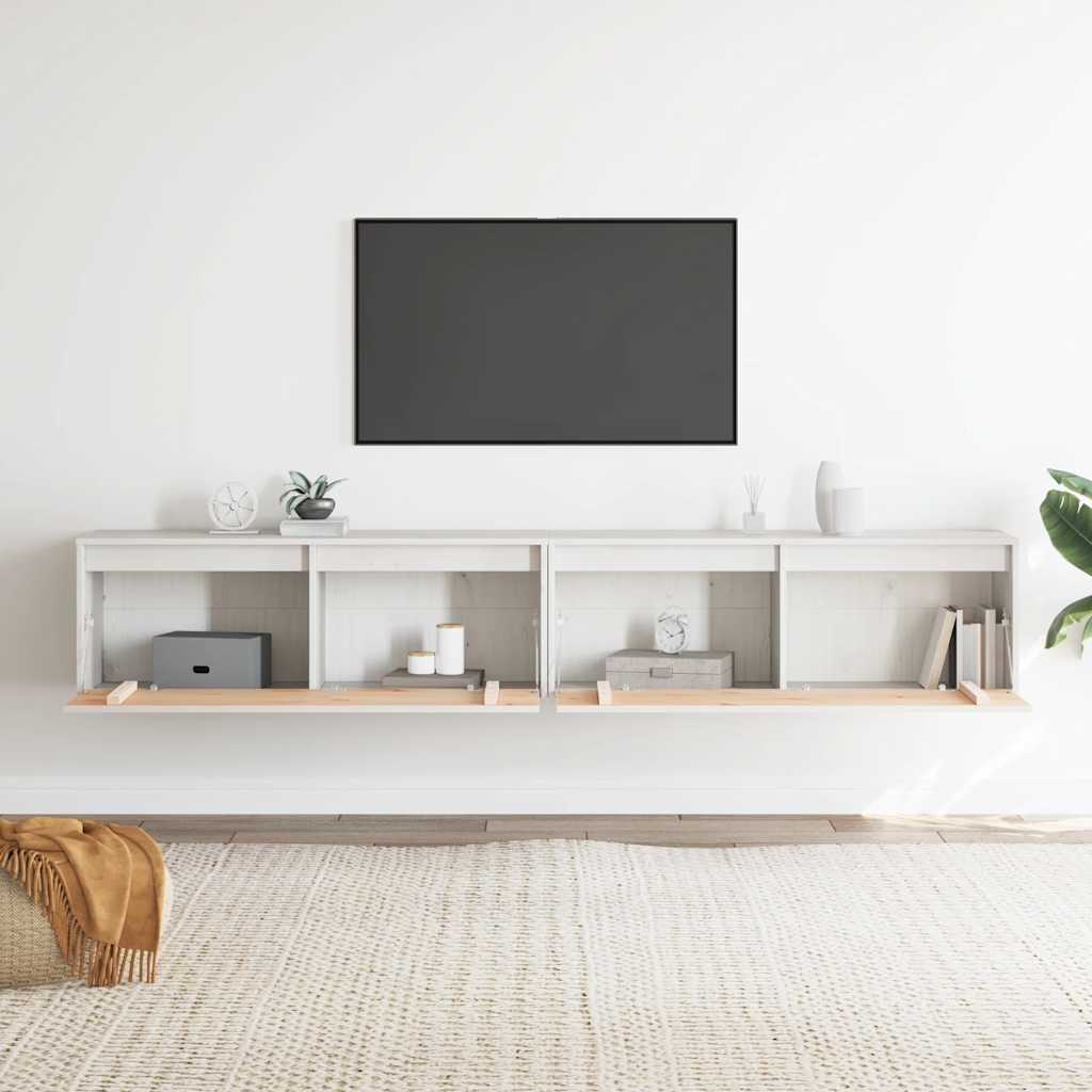 Dulapuri de perete 2 buc., alb, 100x30x35 cm, lemn masiv de pin GartenMobel Dekor