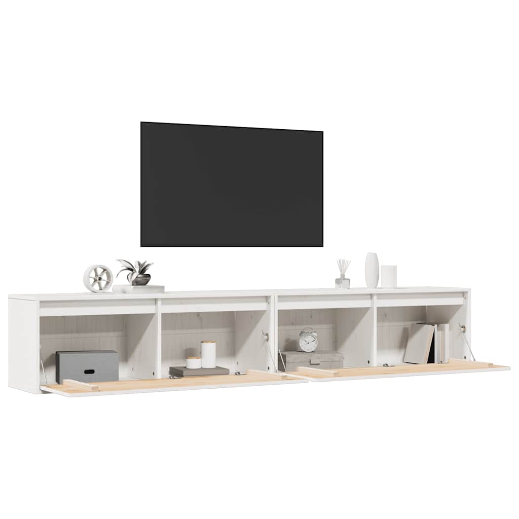 Dulapuri de perete 2 buc., alb, 100x30x35 cm, lemn masiv de pin GartenMobel Dekor