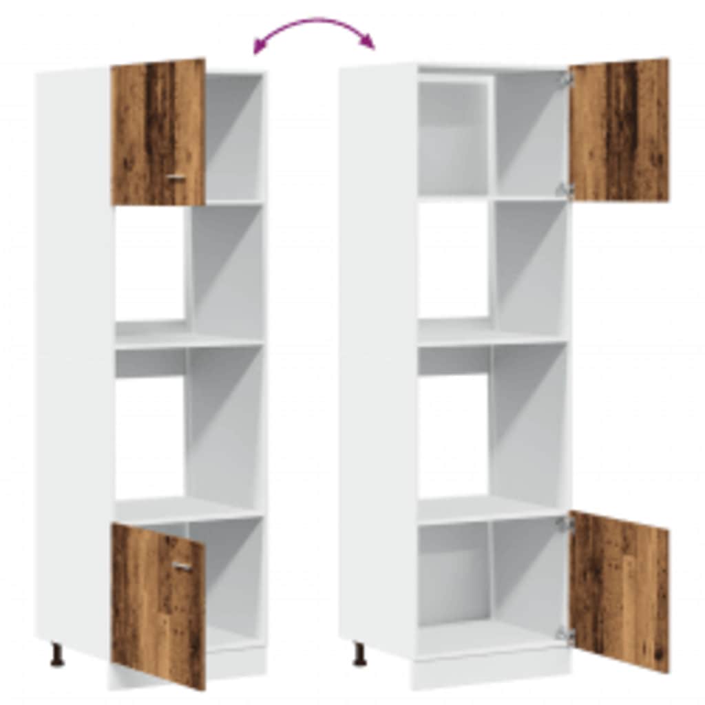 Dulap cuptor microunde, Lemn vechi, 60 x 57 x 207 cm, PAL GartenMobel Dekor
