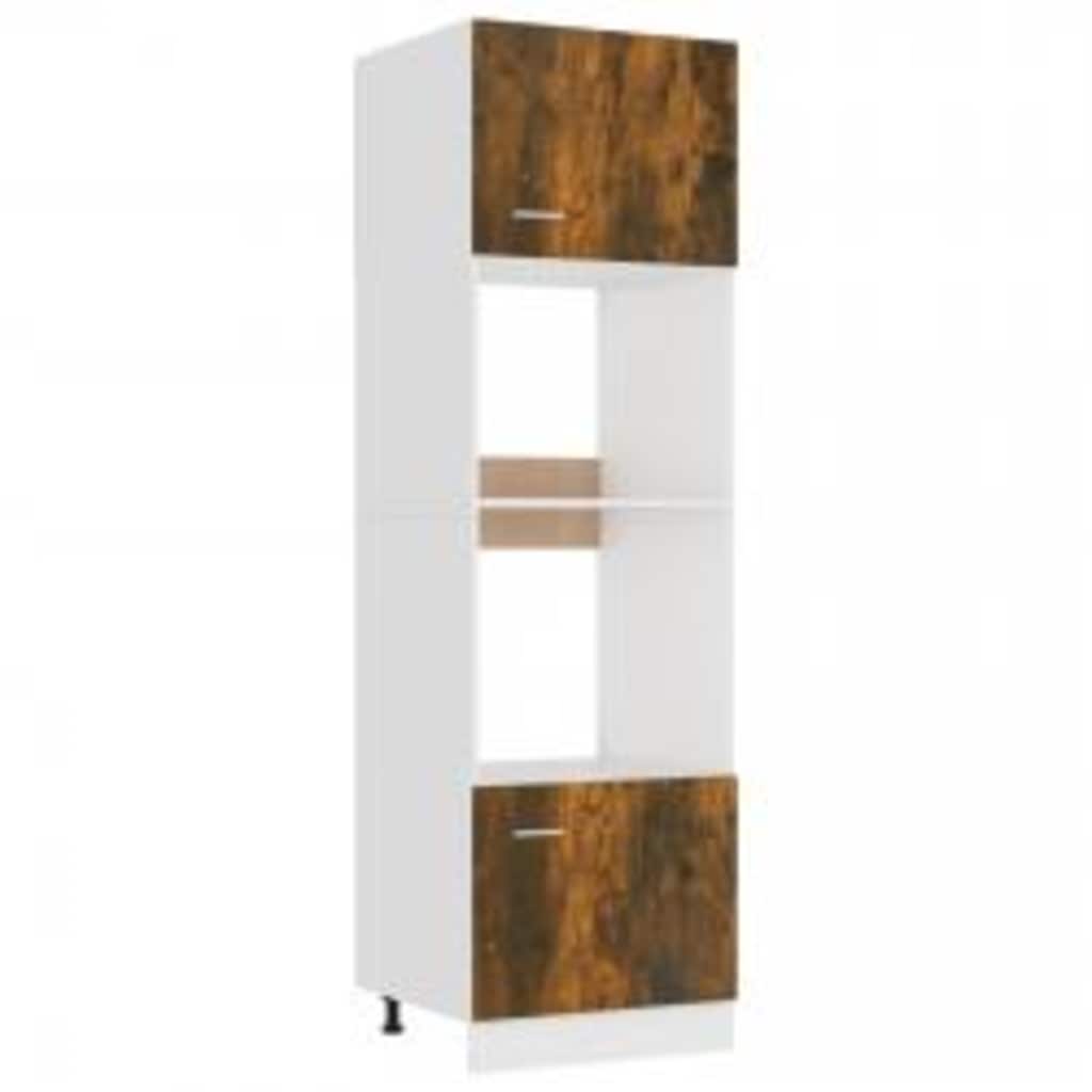 Dulap cuptor microunde stejar afumat 60x57x207cm lemn prelucrat GartenMobel Dekor