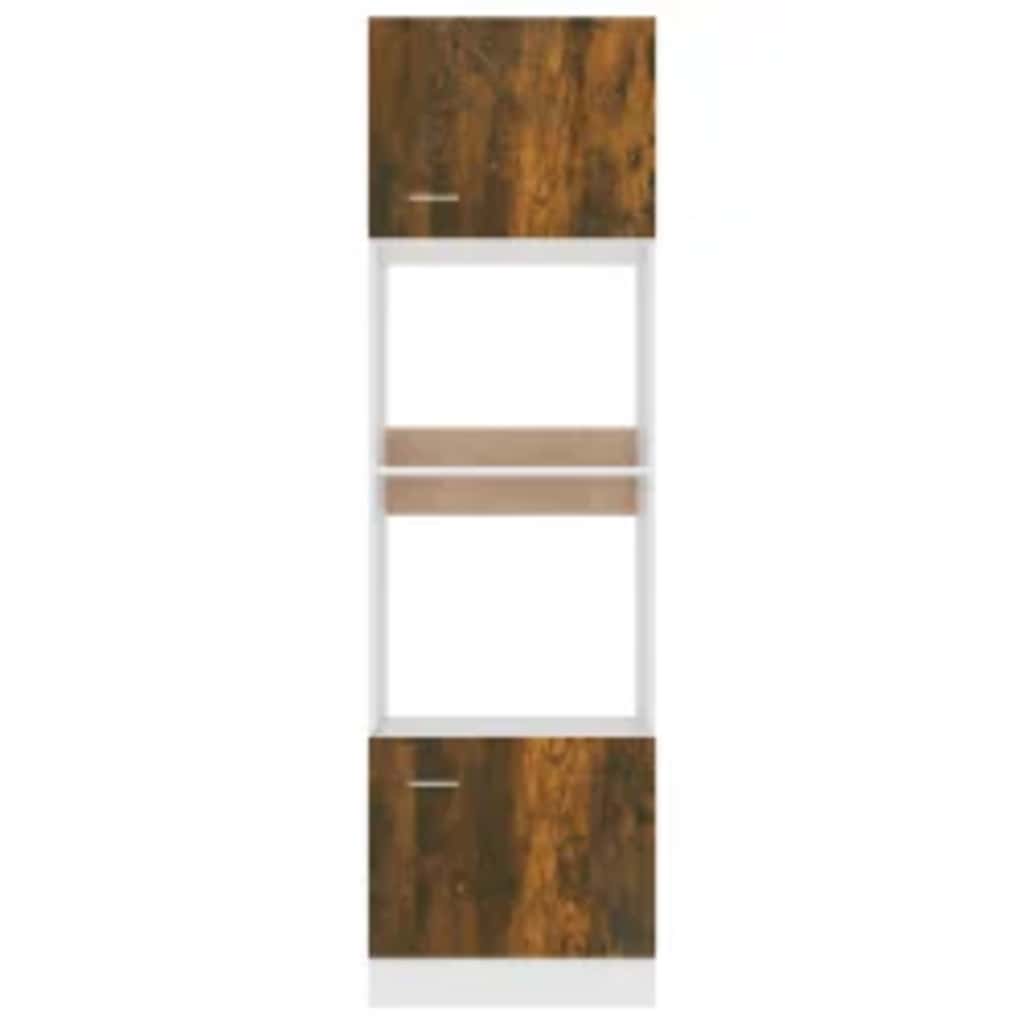 Dulap cuptor microunde stejar afumat 60x57x207cm lemn prelucrat GartenMobel Dekor