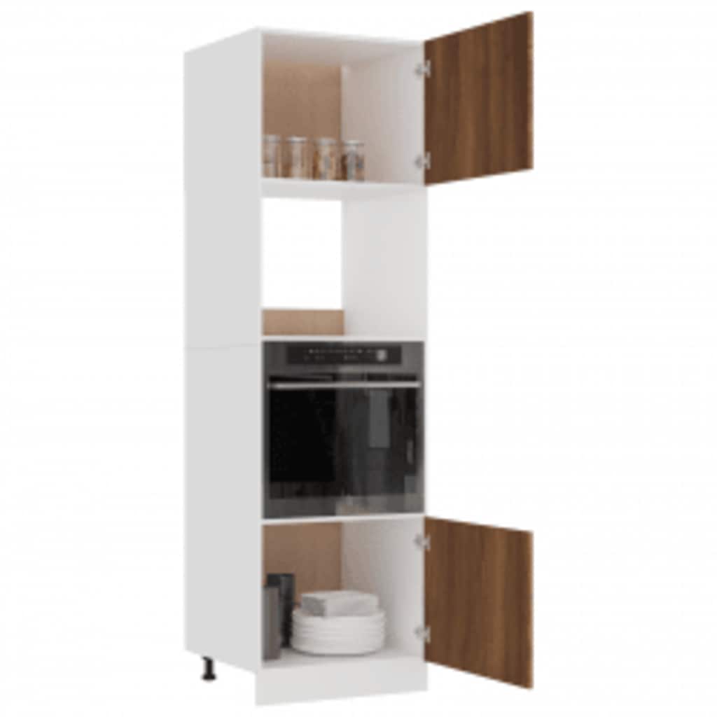 Dulap cuptor microunde stejar maro 60x57x207 cm lemn prelucrat GartenMobel Dekor
